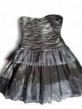 Y2K Masquerade homecoming Gray Satin and sequin Dress